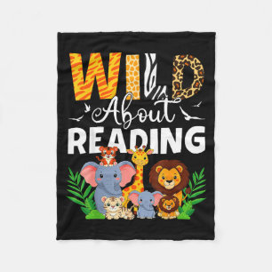 Reading books reader librarian wild animals lover fleece blanket