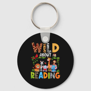 Reading books reader librarian wild animals lover keychain