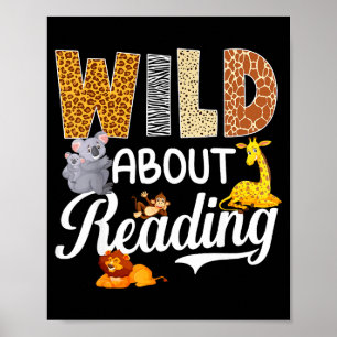 Reading books reader librarian wild animals lover poster