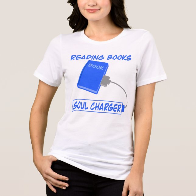 Reading Books Soul Charger – Cozy Book Lover Art Tri-Blend Shirt (Front)
