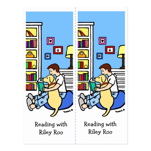 Reading Boy with a Yellow Labrador Bookmarks Roo Postcard 