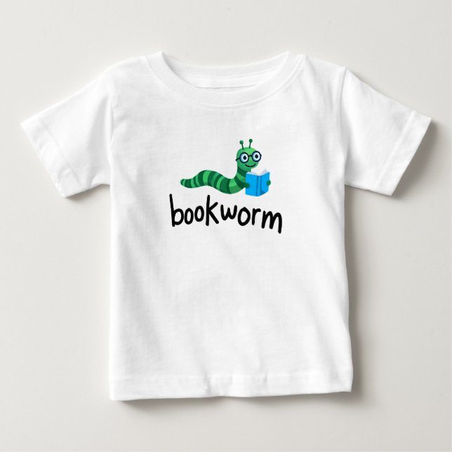Reading Buddy Cute Bookworm With Book Baby T-Shirt (Front)
