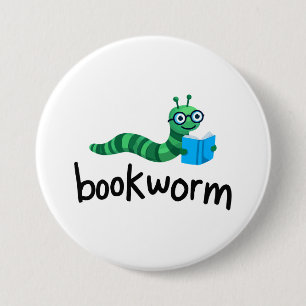 Reading Buddy Cute Bookworm With Book Button