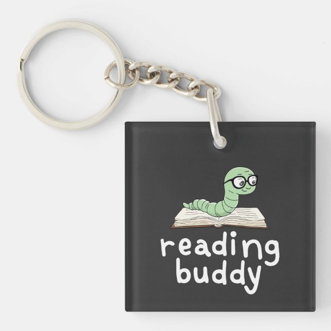 Reading Buddy Cute Bookworm with Book Keychain (Front)