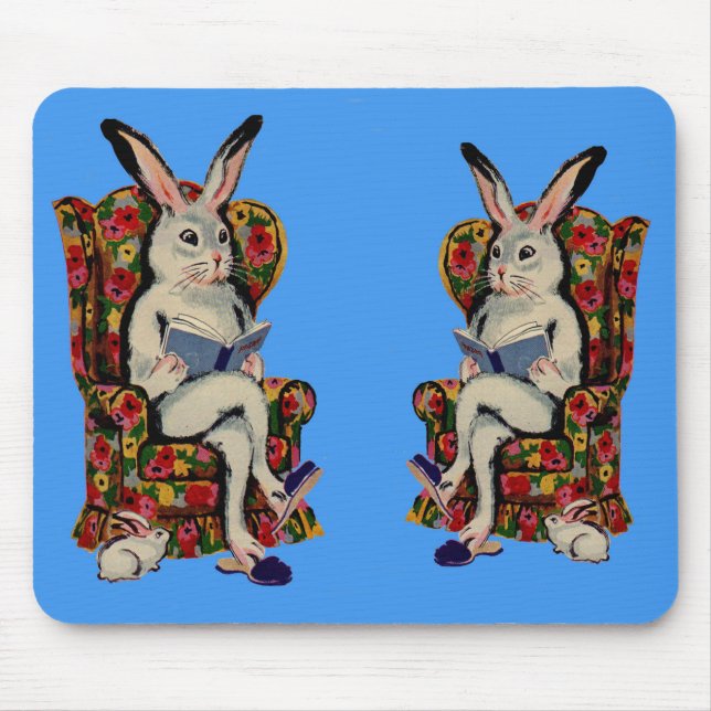 reading bunny family mouse pad (Front)