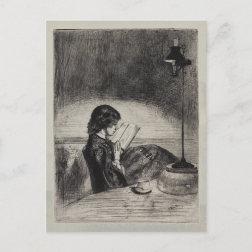 Reading by Lamplight Whistler Postcard