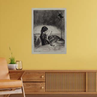 Reading by Lamplight, Whistler Poster