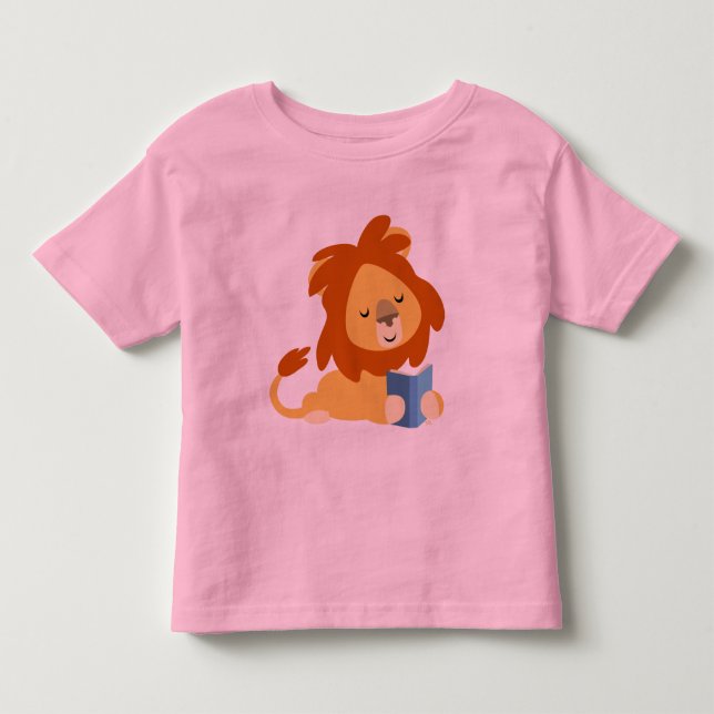 Reading Cartoon Lion children T-shirt (Front)