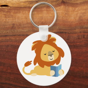 Reading Cartoon Lion keyring