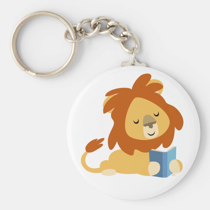 Reading Cartoon Lion keyring Keychain