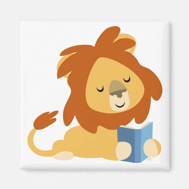 Reading Cartoon Lion magnet (Front)