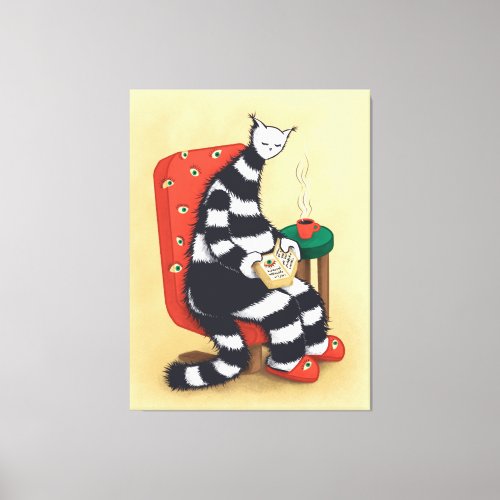 Reading Cat Book Lover Canvas Print