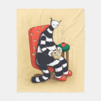 Reading Cat Book Lover Fleece Blanket