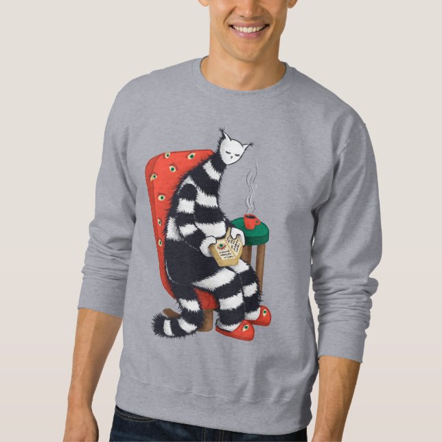 Reading Cat Book Lover Sweatshirt (Front)