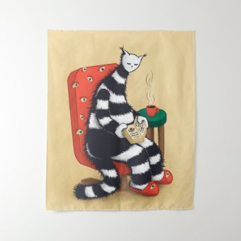 Reading Cat Book Lover Tapestry by borianag at Zazzle
