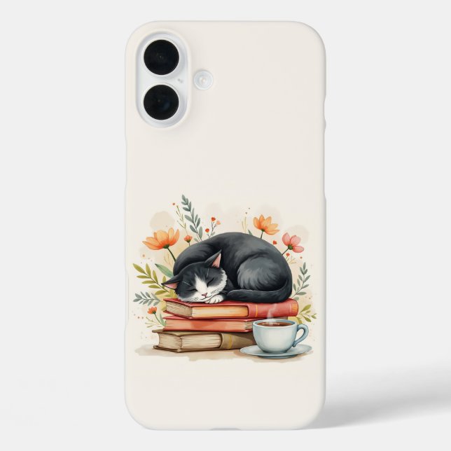 Reading cat coffee Case-Mate iPhone case (Back)