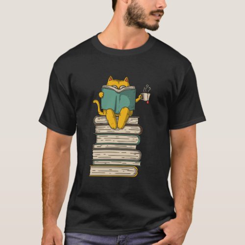 Reading Cat _ Funny Book Tea Lover Gift T_Shirt