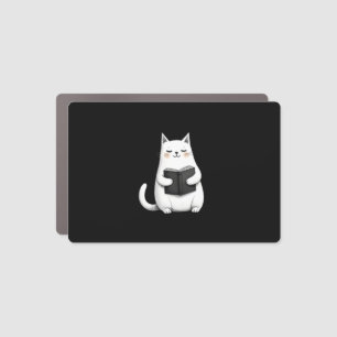 Reading Cat Funny Cat Book Lover Car Magnet
