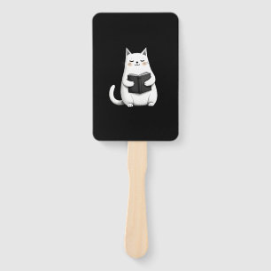 Reading Cat Funny Cat Book Lover Hand Fan