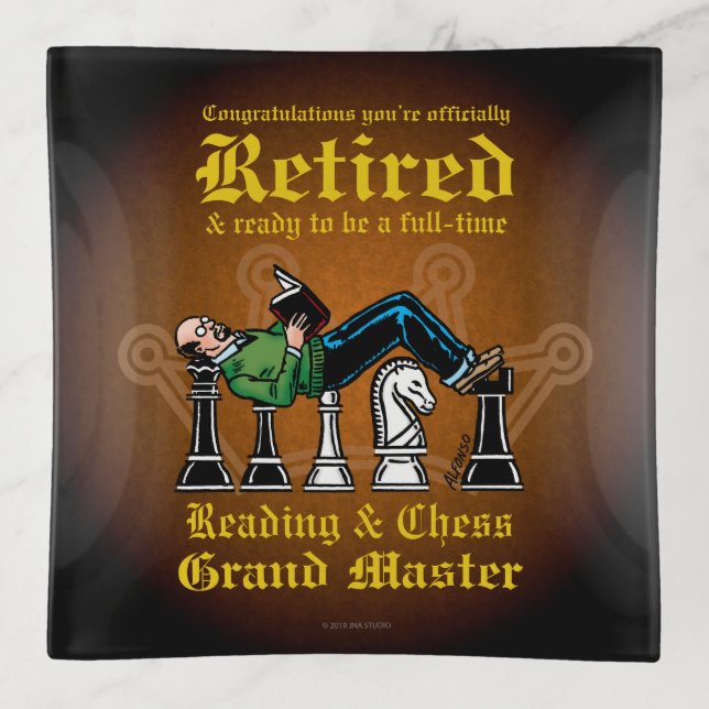 Reading & Chess Grandmaster Trinket Tray (Front)