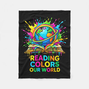 Reading colors our world space astronaut fleece blanket