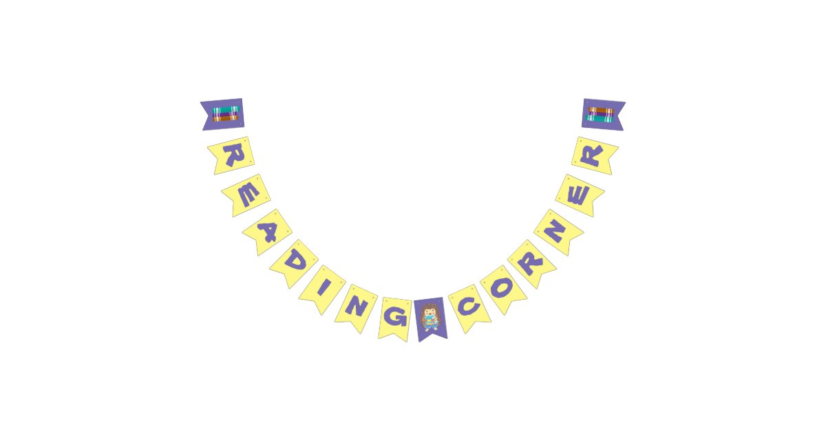 Reading Corner Bunting Flag Banner With Hedgehog Zazzle Com