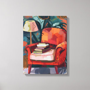 Reading Corner: Fauvist Art with Red Silicon. Canvas Print