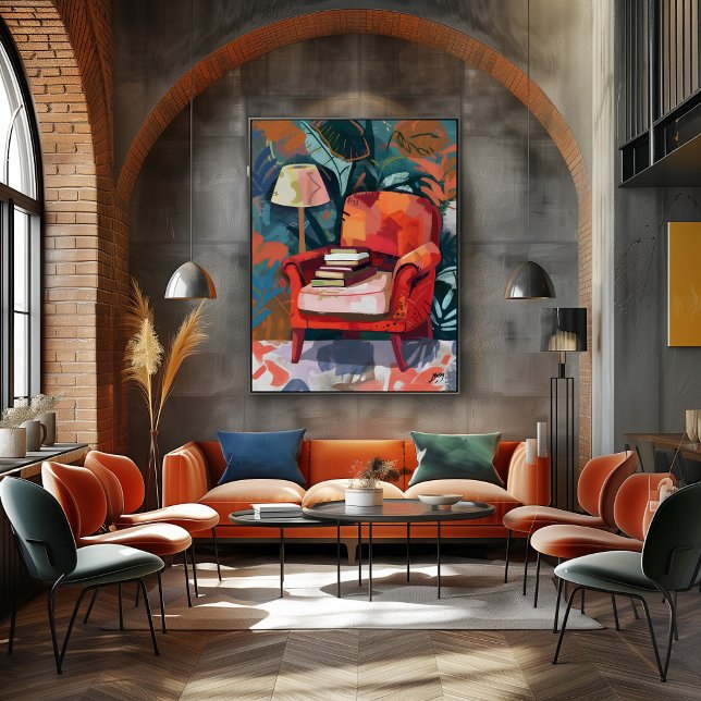 Reading Corner: Fauvist Art with Red Silicon. Canvas Print (Creator Uploaded)