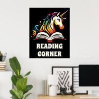Reading Corner Rainbow Unicorn Poster