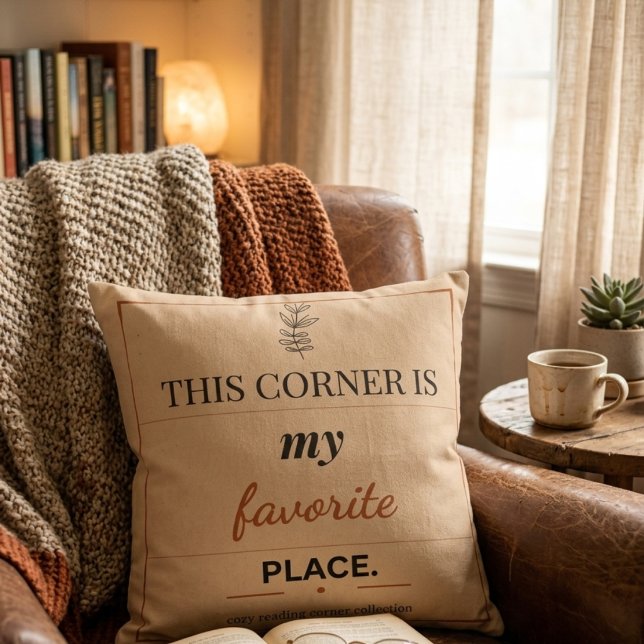 Reading Corner Square Throw Pillow (Creator Uploaded)