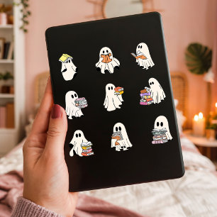Reading Cute Ghosts Pack Spooky Book Lovers Sheet Sticker