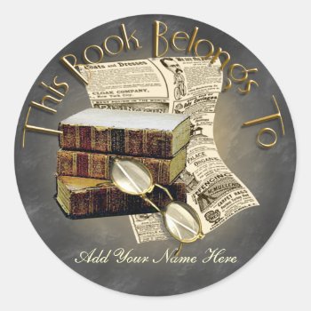 Reading Design Bookplate Round Stickers by Specialeetees at Zazzle
