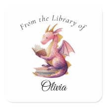 Reading Dragon Bookplate Sticker – From the