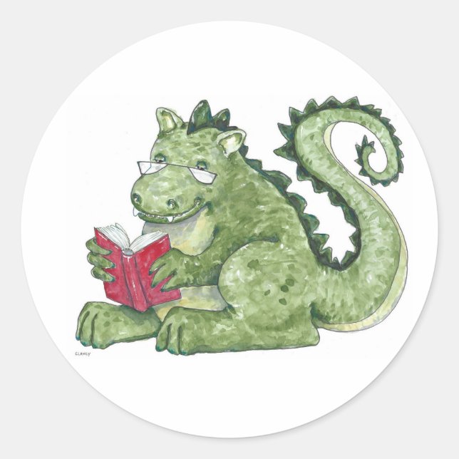 Reading Dragon Classic Round Sticker (Front)