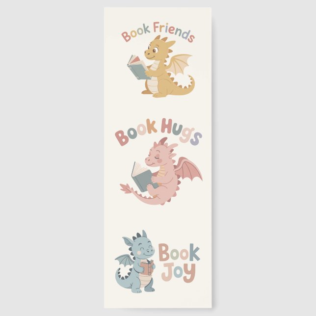 Reading Dragons Book Friends Hugs Joy  Bookmarks (Back)