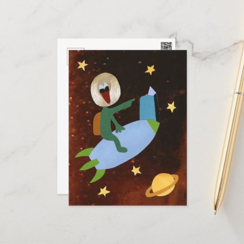 Reading Duck On A Rocket In Space Love Books Postcard