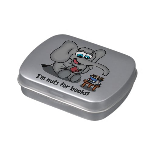 Reading Elephant: I'm Nuts for Books Candy Tin | Zazzle