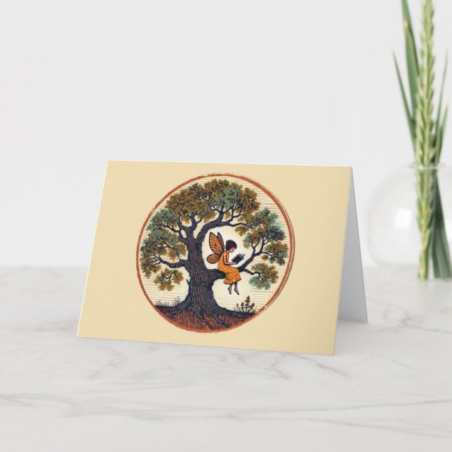 Reading Fairy in an Oak Tree                       Card (Front)