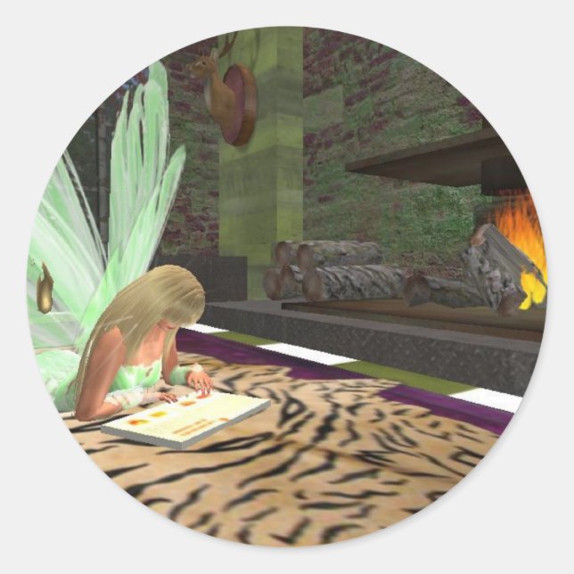 Reading Fairytales Classic Round Sticker (Front)