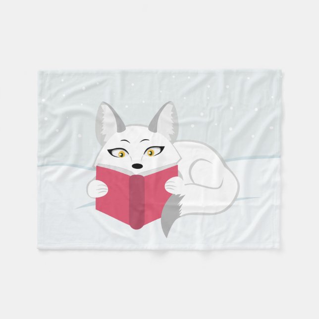 Reading Fox Fleece Blanket (Front (Horizontal))