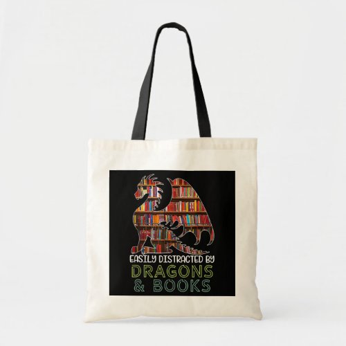 Reading Funny Easily Distracted By Dragon And Tote Bag