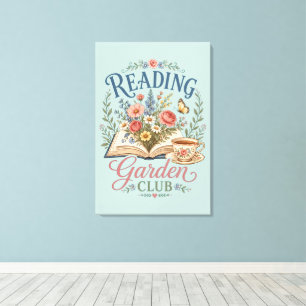 Reading Garden Club Cottagecore Floral Canvas Print