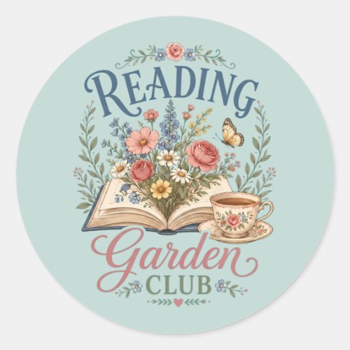 Reading Garden Club Cottagecore Floral Classic Round Sticker
