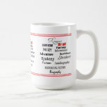 reading genres mug<br><div class="desc">Here is a mug designed for those that enjoy reading.  Listed are some of the many reading or literary genres.  Mystery,  romance,  adventure,  fantasy,  science fiction and more.  Great gift for a librarian,  teacher,  professor,  tutor,  book club member and more.</div>