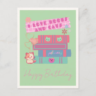 Reading Girl Era - Pastel Aesthetic - Printable Holiday Postcard