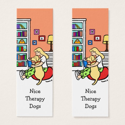 Reading Girl with a Yellow Labrador Bookmarks Mini Business Card 