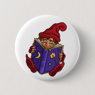 reading gnome funny button