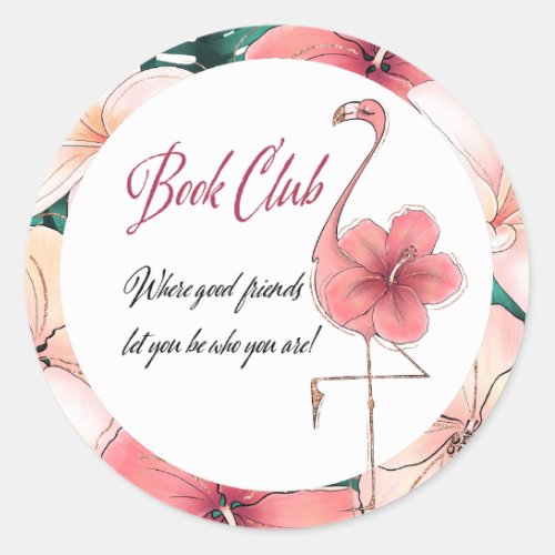 Reading Group Book Club Bibliophile Flamingo Pink Classic Round Sticker