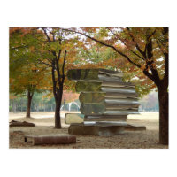 Reading in Autumn Book Sculpture Postcard