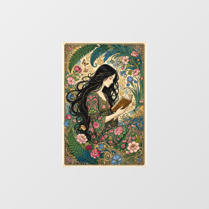Reading in the Garden Art Nouveau Wall Decal